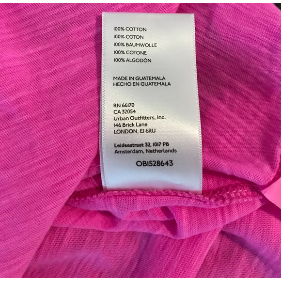 Anthropologie Pilcro Jordyn Cotton Slub Oversized Neon Pink Tee - Extra Small - Picture 9 of 9